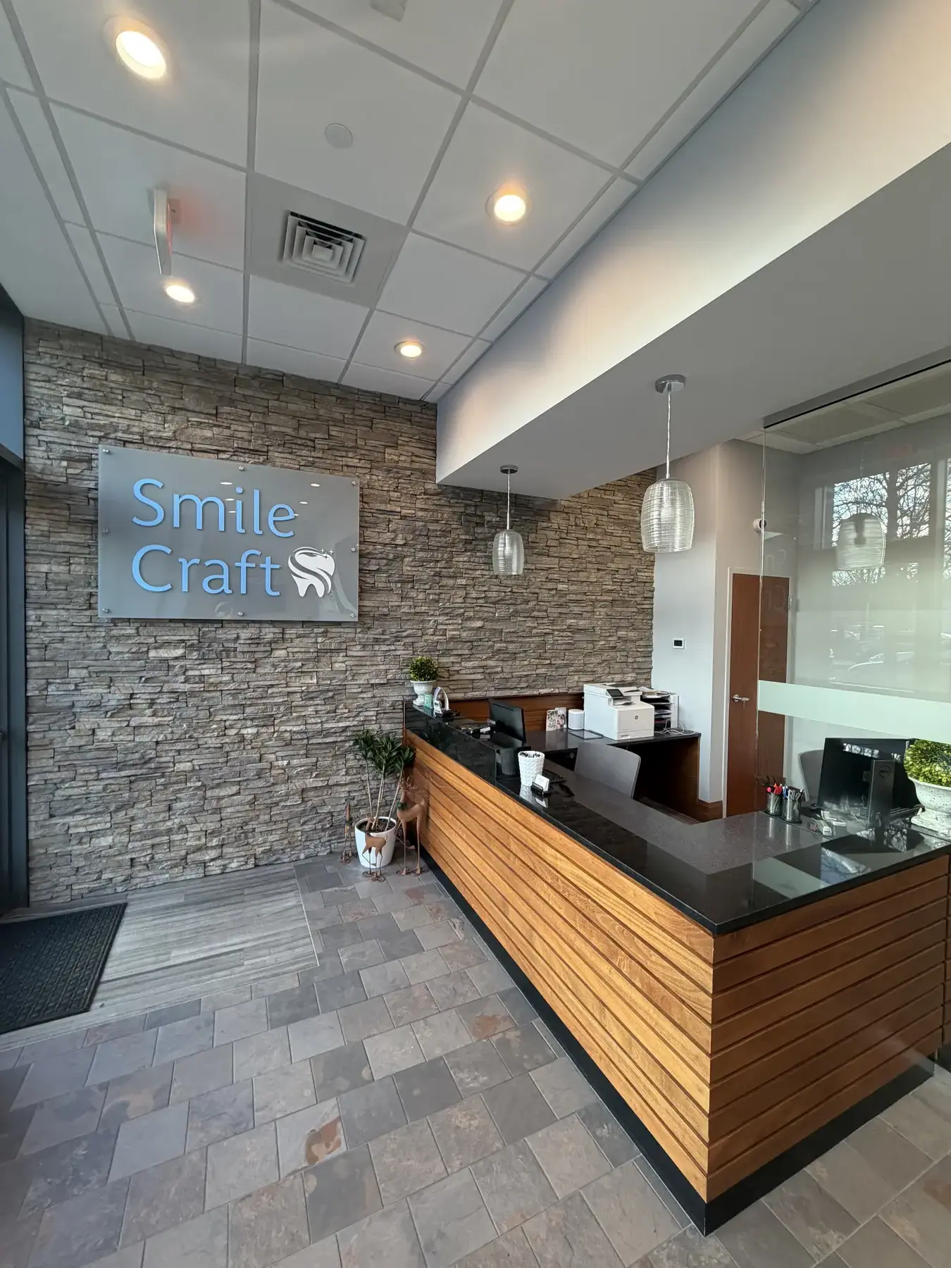 Welcoming front desk at Boston dental office